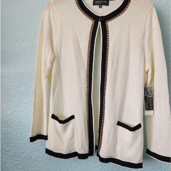 Jones new york open stryle front pockets chain aroun front cardigan sweater - Picture 2 of 12